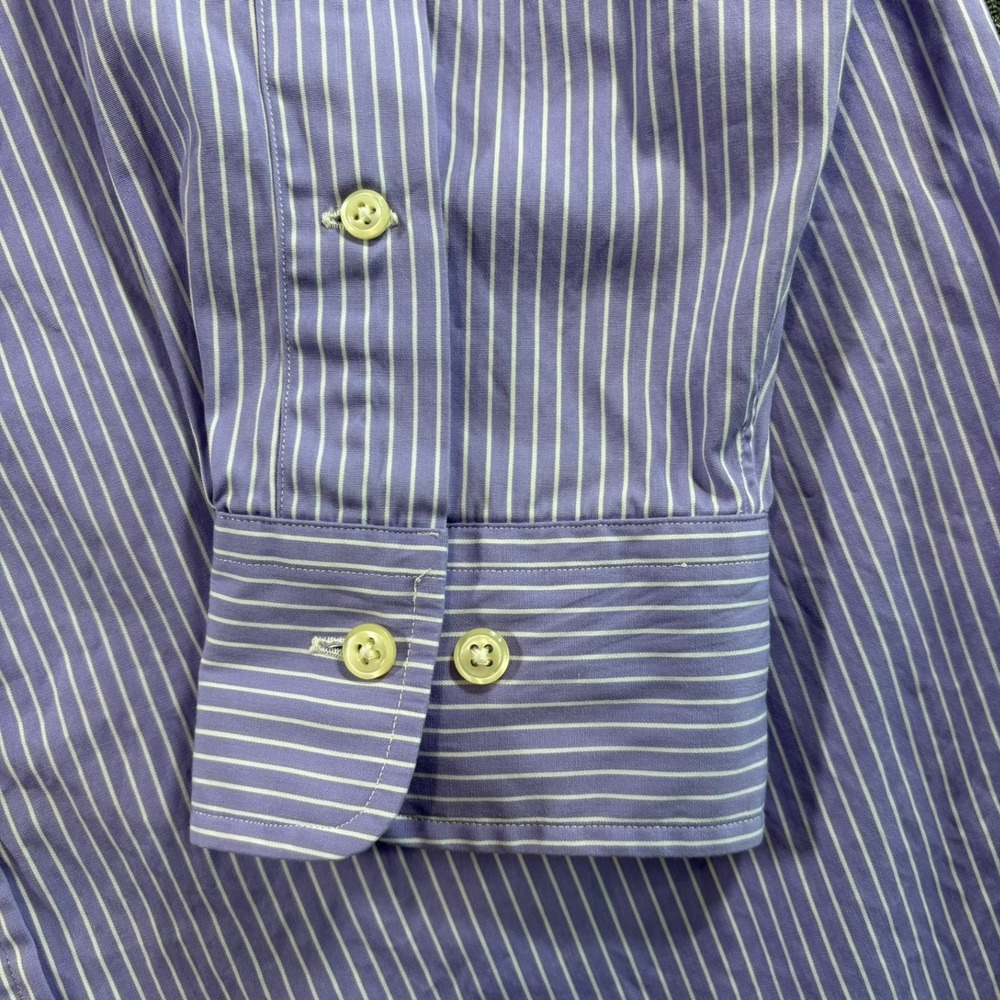 Polo Ralph Lauren Button Down Mens 16.5 32/33 Purple White Striped Classic Fit - Picture 7 of 11